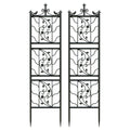 Thick Metal Garden Trellis, Bird Leaf Grid Panel Fence, Climbing Planter Support Frame, 2pcs