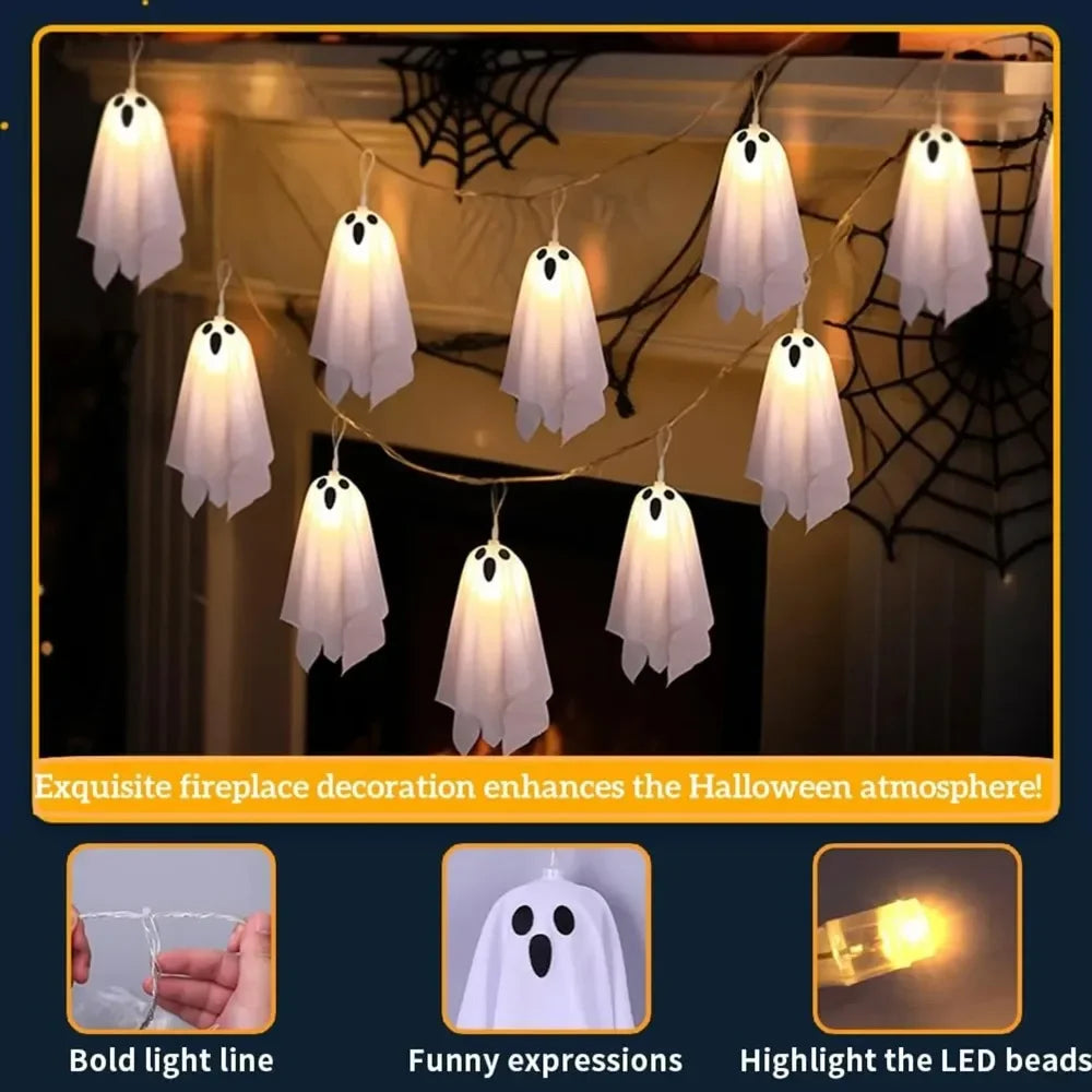Halloween Ghost String Lights, 8 Modes Waterproof LED Garland