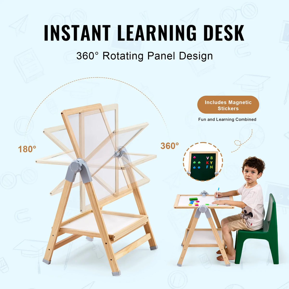 Kids Standing Magnetic Drawing Board Art Easel with Painting Accessories
