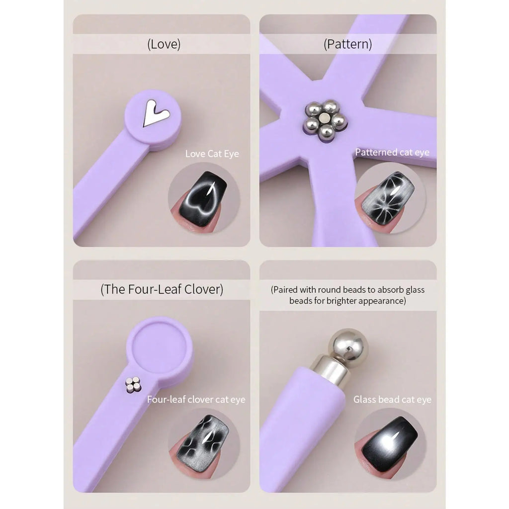 8-in-1 Cat Eye Nail Magnet Set, Strong Magnetic Wands for Gel Nail Art