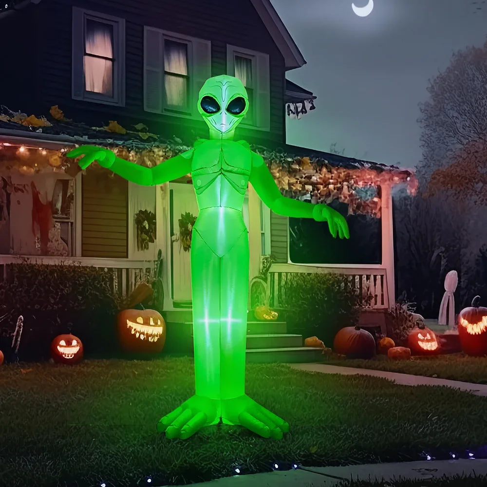 9 FT Tall Alien Halloween Inflatable Decoration Outside Blow Up Alien Inflatable Outdoor Decor with Build-in LEDs for Halloween Yard Lawn Garden Decorations