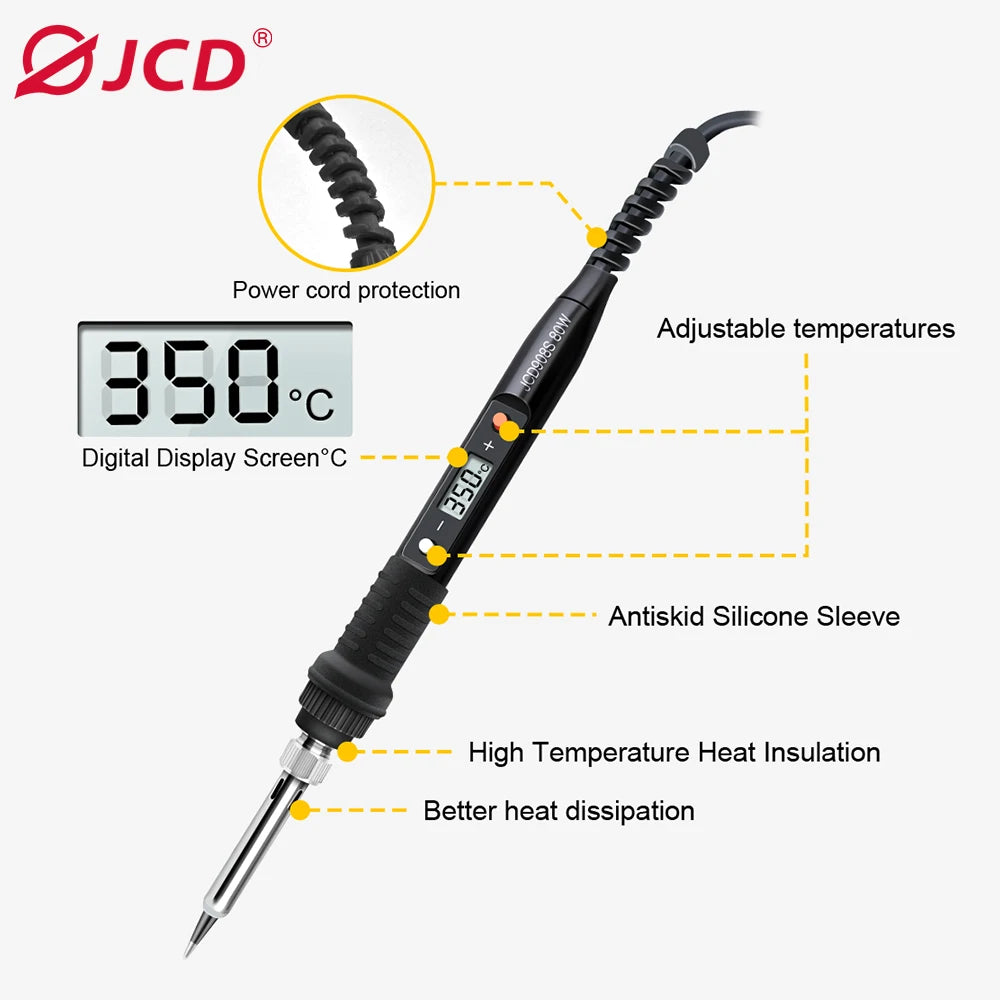80W Electric Soldering Iron Kit with LCD Temperature Control, Tips and Solder Paste