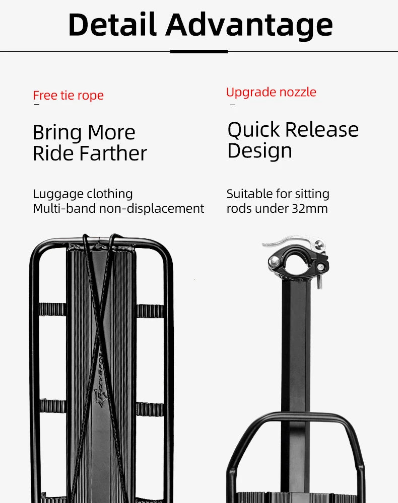 ROCKBROS Bike Rack Quick Release High Strength Aluminum Alloy Shelves Rear Rack MTB Road Bike Carry Holder Luggage Bicycle Rack