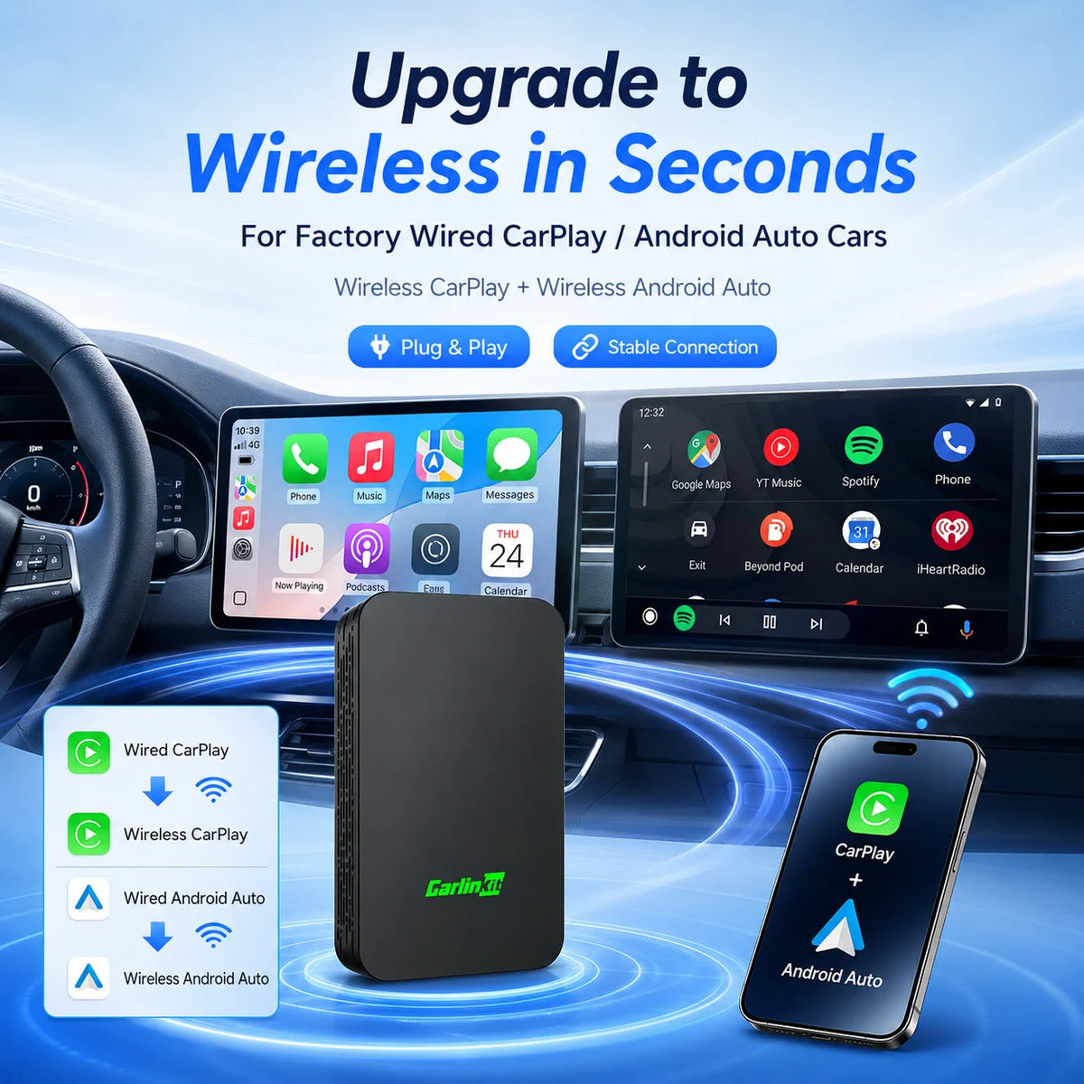 Carlinkit 5.0 Wireless CarPlay & Android Auto Adapter