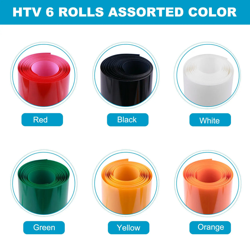 HTVRONT 12/6 Pack 12inX5ft Multi Colors Heat Transfer Vinyl Roll for Cricut T-shirt Printing DIY Iron on HTV Film Christmas Gift