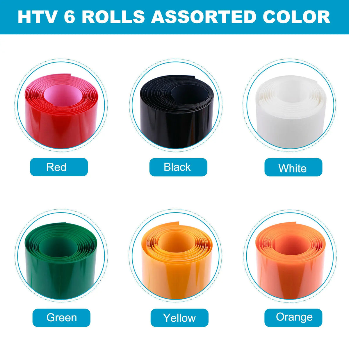 HTVRONT 12/6 Pack 12inX5ft Multi Colors Heat Transfer Vinyl Roll for Cricut T-shirt Printing DIY Iron on HTV Film Christmas Gift
