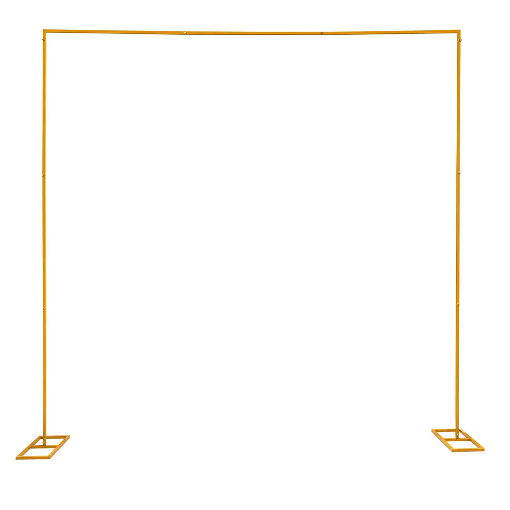 3m Adjustable Gold Square Wedding Arch Stand with Base, Heavy Duty Metal Backdrop Frame for Ceremony Party Decoration