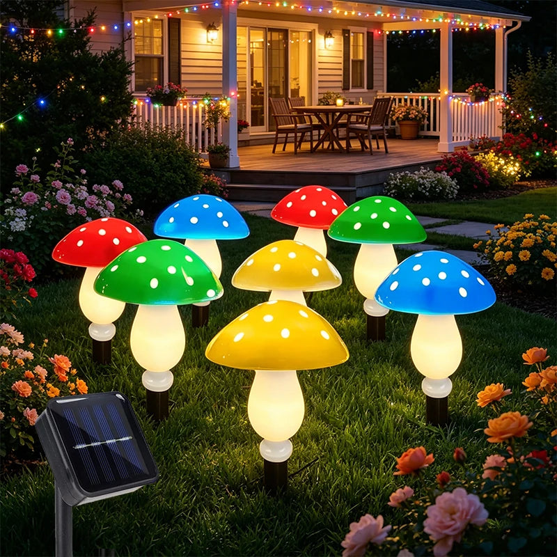 Solar Mushroom Garden Stake Lights, 8 Pack