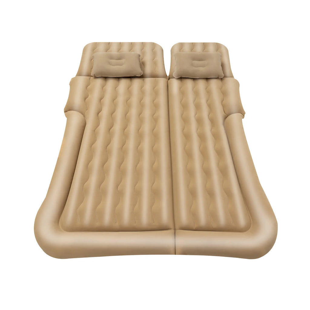 Inflatable Car Back Seat Air Mattress, Foldable Flocked Travel Bed with Pump