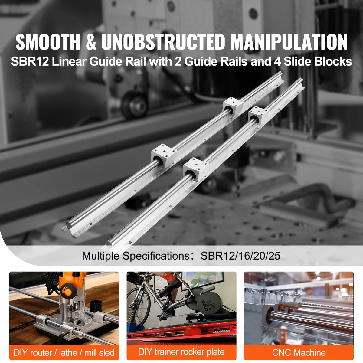 SucceBuy SBR Linear Guide Rail Set with Bearing Blocks