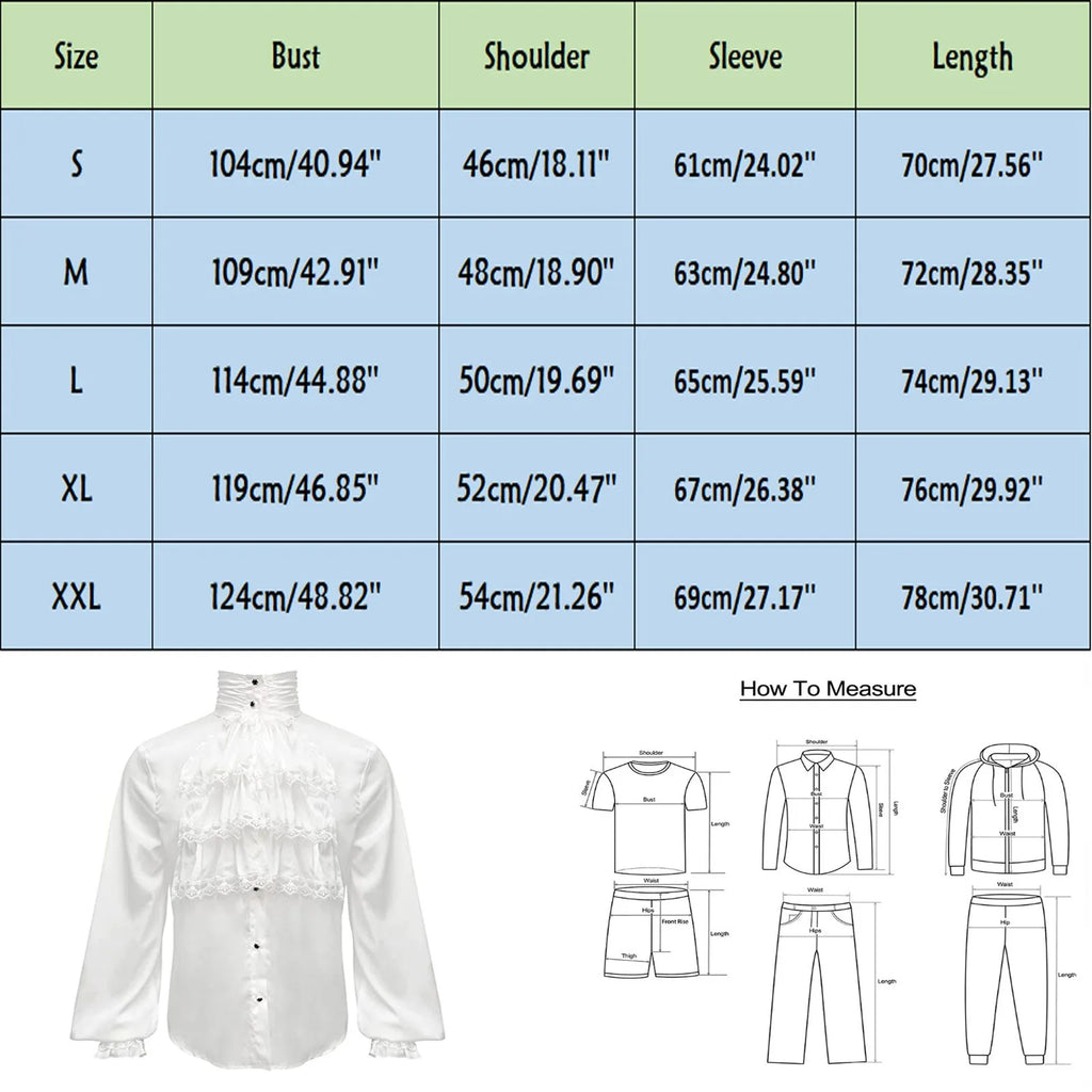 Summer Holiday Masquerade Men'S Clothing Medieval Cos European And Retro Vintage Dress Shirt Halloween Costume Camisas De Hombre