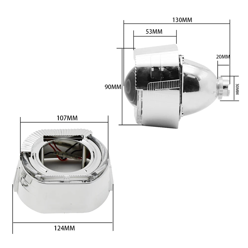 2.5 Inch 8.0 Bi Xenon Projector Lens With DRL LED Angel Eyes Shrouds Car Assembly Kit For Car Headlight H1 H4 H7 Model