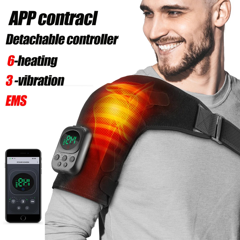 Heated Shoulder Brace and Massager, Adjustable Electric Heating Wrap for Shoulder and Arm