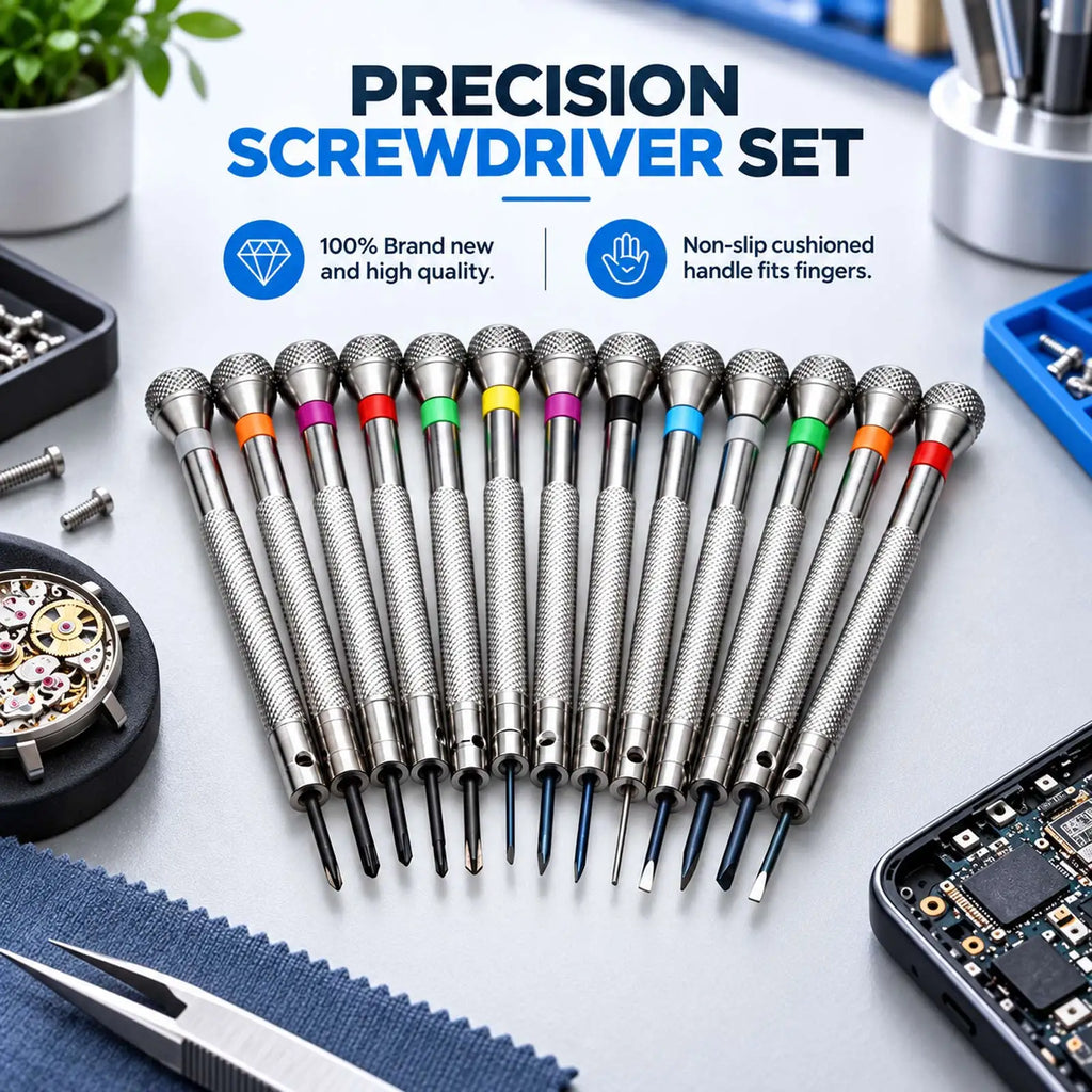 13PCS/Set 0.6-2.0mm Slotted Cross Screwdriver Set Professional Watchmakers Watch Repair Screwdrivers Tool Kit