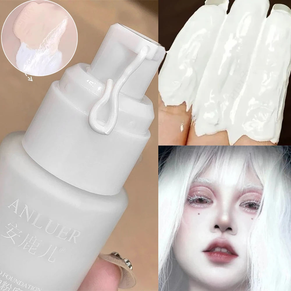 White Liquid Foundation Blending Pure Silky Creamy Matte Long-Wearing Transfer-Resistant for Stage Cosplay Halloween Makeup 30ml