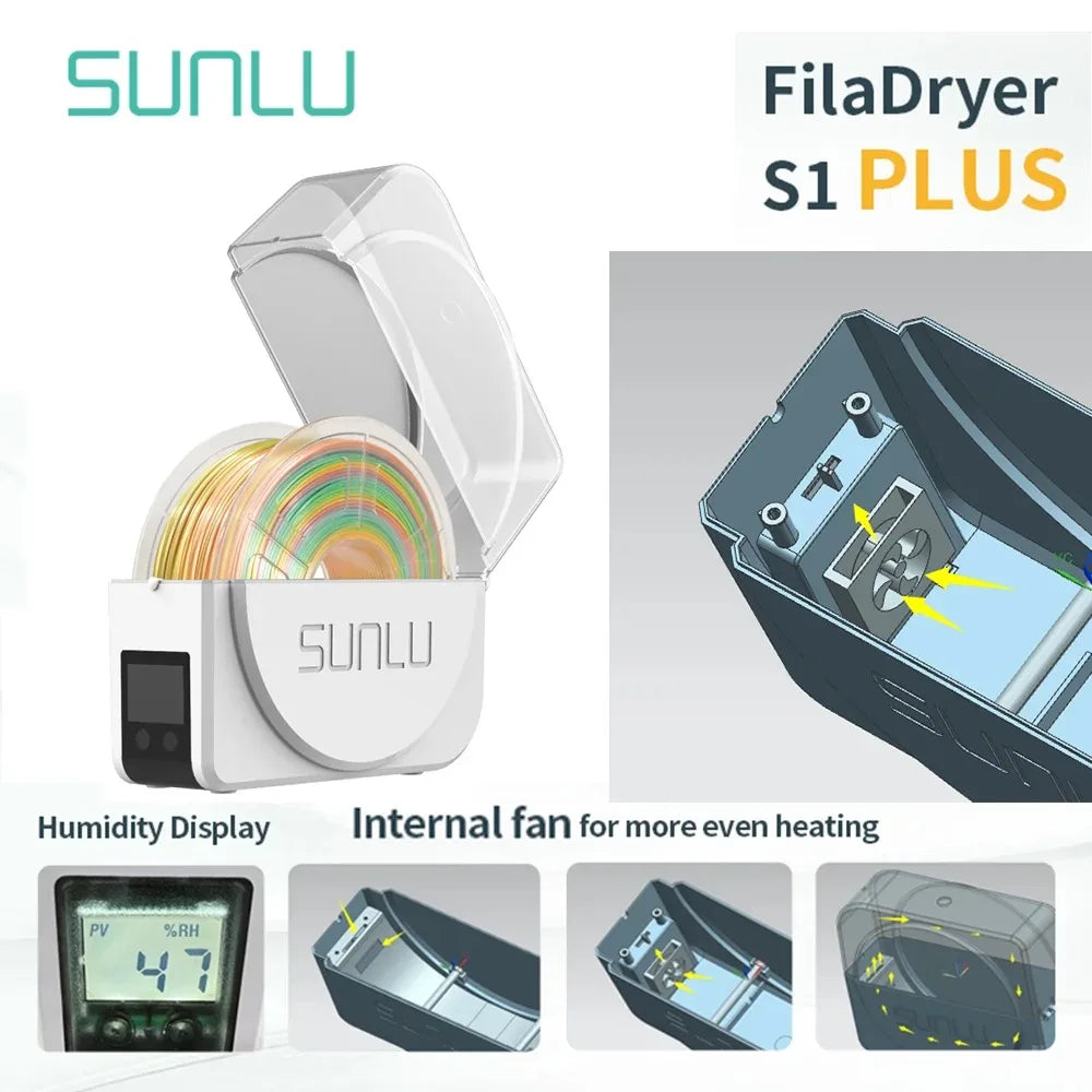 Filament Dryer S1 Plus Built-in Circulation Fan Filament Dryer Box Storage Box for 3D Printer Filament 1.75/2.85/3.00mm