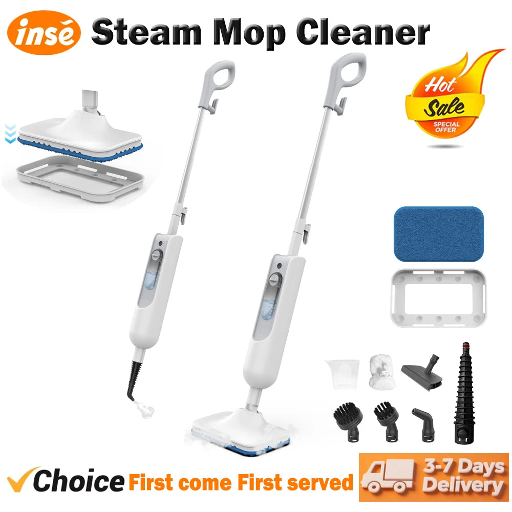 INSE 6-in-1 Steam Mop, High-Temperature Floor Steam Cleaner with Detachable Handheld Unit