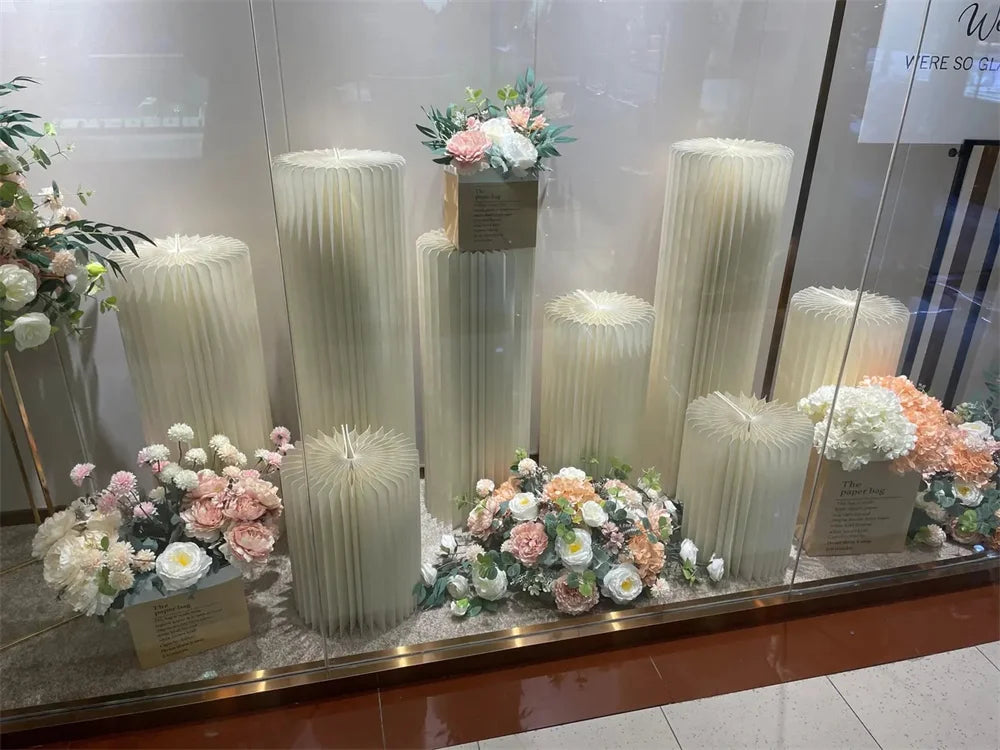 Cylindrical Paper Folding Wedding Flower Road Ornament ShopWindow Origami Decoration Cake Stand Dessert Table DIY Party Supplies