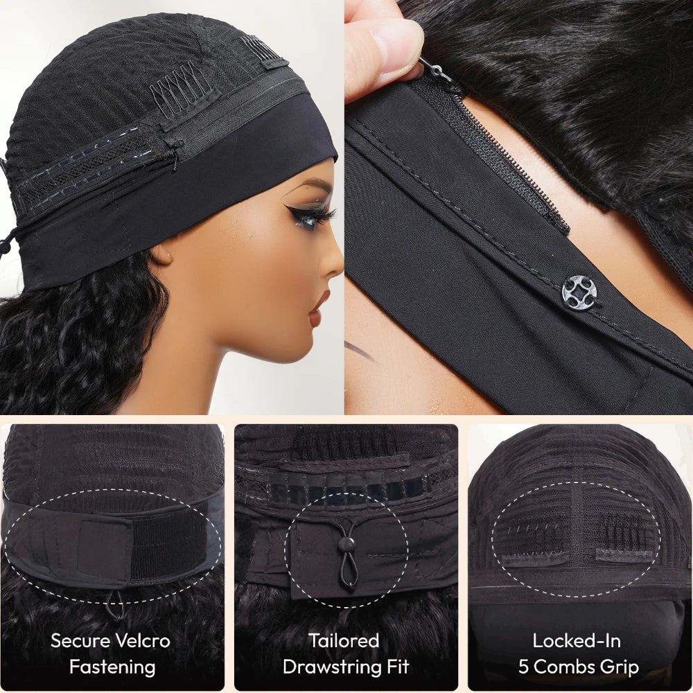 UNice Hair Water Wave Human Hair Headband Wig & Half Wig 2-In-1 Beginner Friendly Ready To Go Glueless Wig With Drawstring