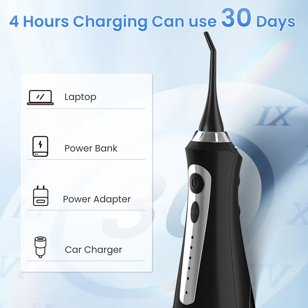 Portable Cordless Water Flosser, 5-Mode Oral Irrigator with 230ml Tank and 5 Jet Tips