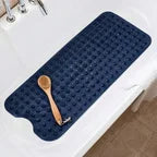 Shower Floor Mat 40x16 Inch,Non Slip Bath Mat With Firm Suction Cups,Extra Large Machine Washable Bathtub Rug,Drain Holes Keep Tub Clean,Waterproof Mold Resistant Rubber PVC Mat,Blue Black Transparent Light Gray,Home Essentia