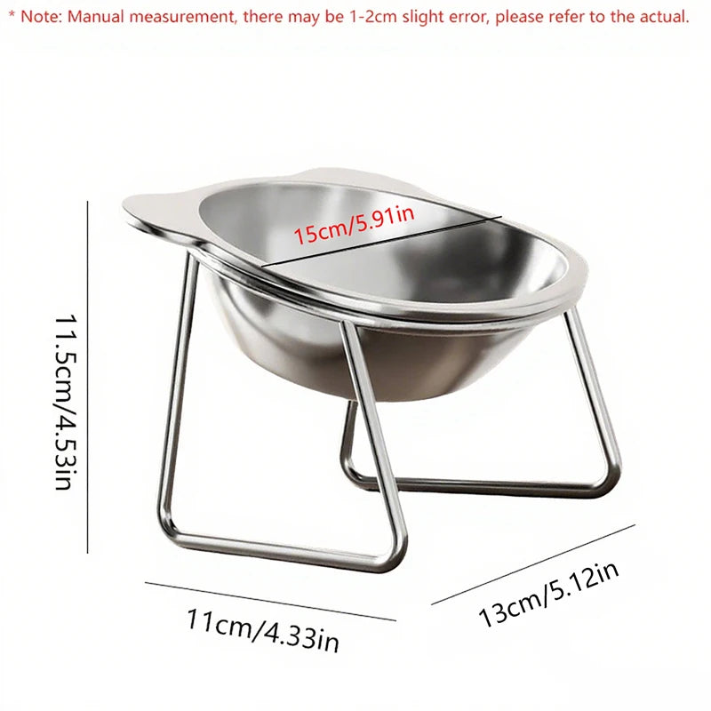 BOOTEELY Tilted Stainless Steel Cat Bowl with Metal Stand, Raised Food and Water Dish for Cats, Kittens and Puppies