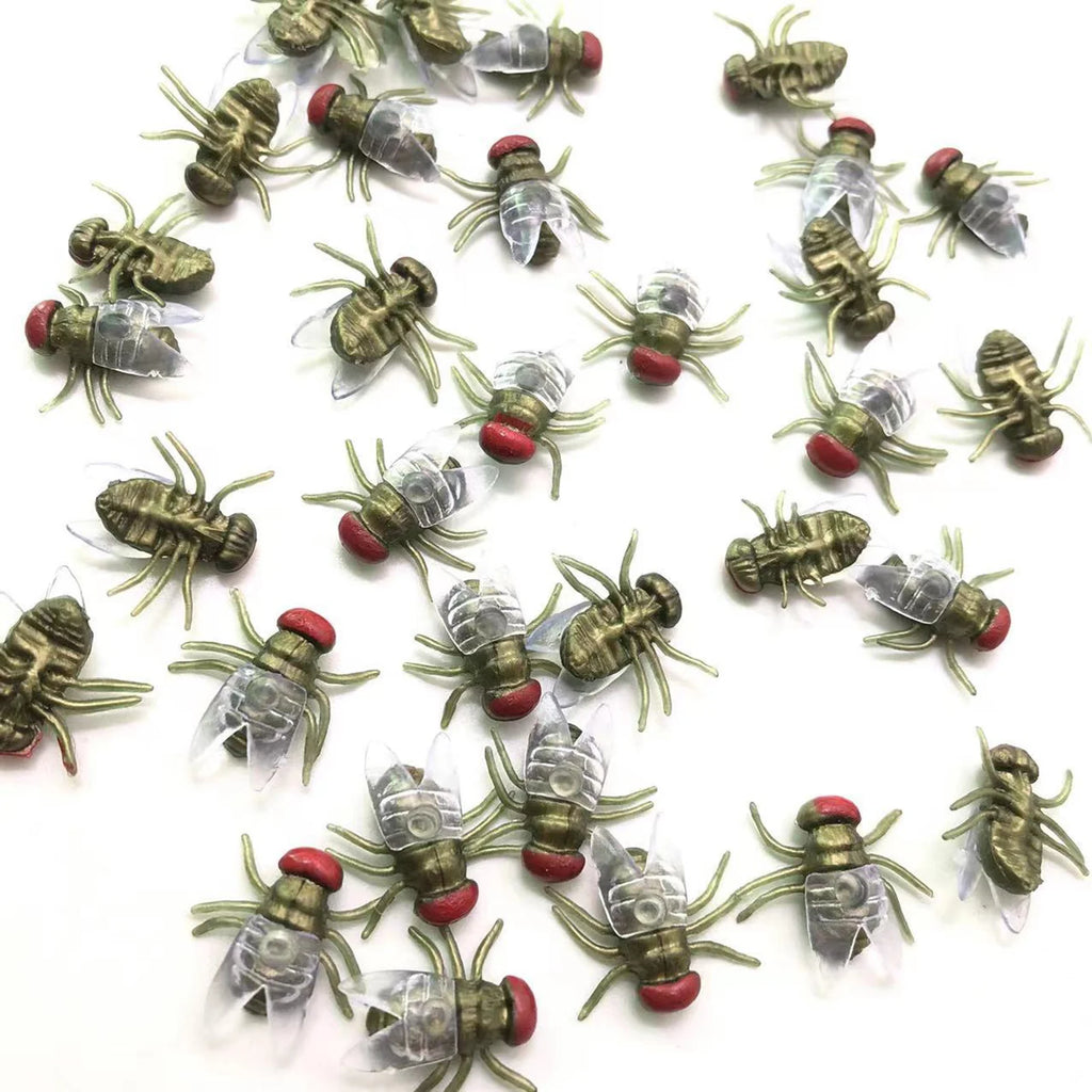 Halloween Fake Flies Prank Set, 100 Pcs Realistic Plastic Flies