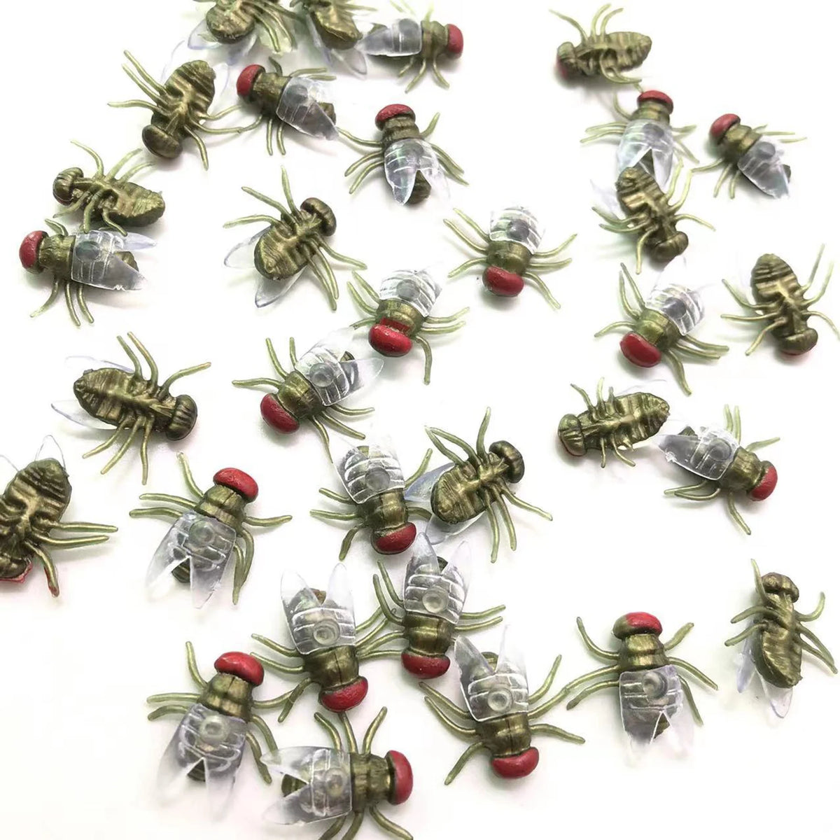 Halloween Fake Flies Prank Set, 100 Pcs Realistic Plastic Flies