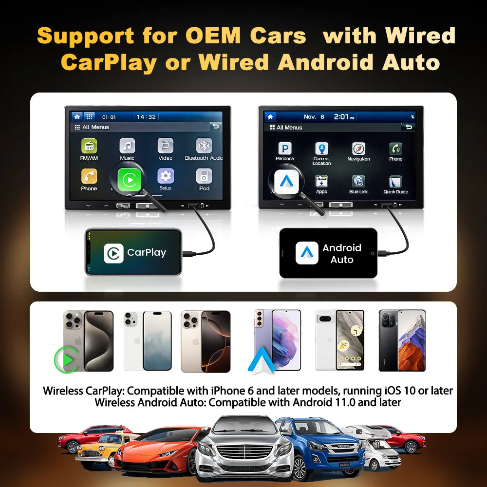 CarlinKit Mini Ultra 3 Wireless CarPlay and Android Auto Adapter, 2-in-1 Plug and Play