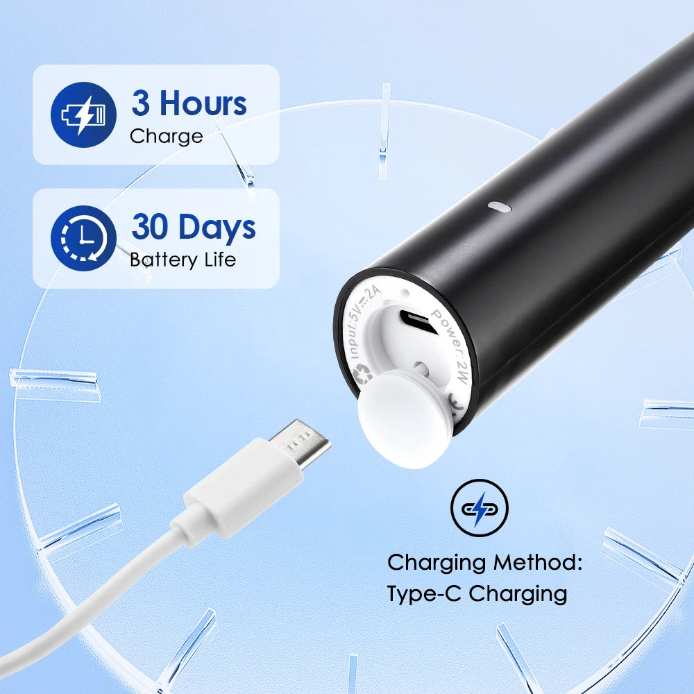 Rechargeable Electric Toothbrush, Waterproof Sonic Toothbrush with USB Charging