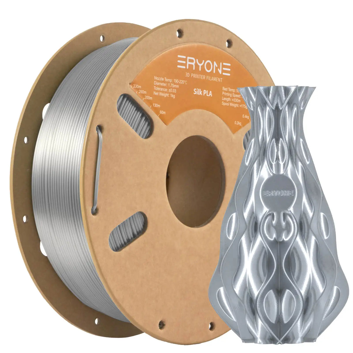 ERYONE 1KG Silk PLA 3D Printer Filament 1.75mm, Premium Silk Shiny Finish Single Color, Glossy Smooth Surface 1kg Spool
