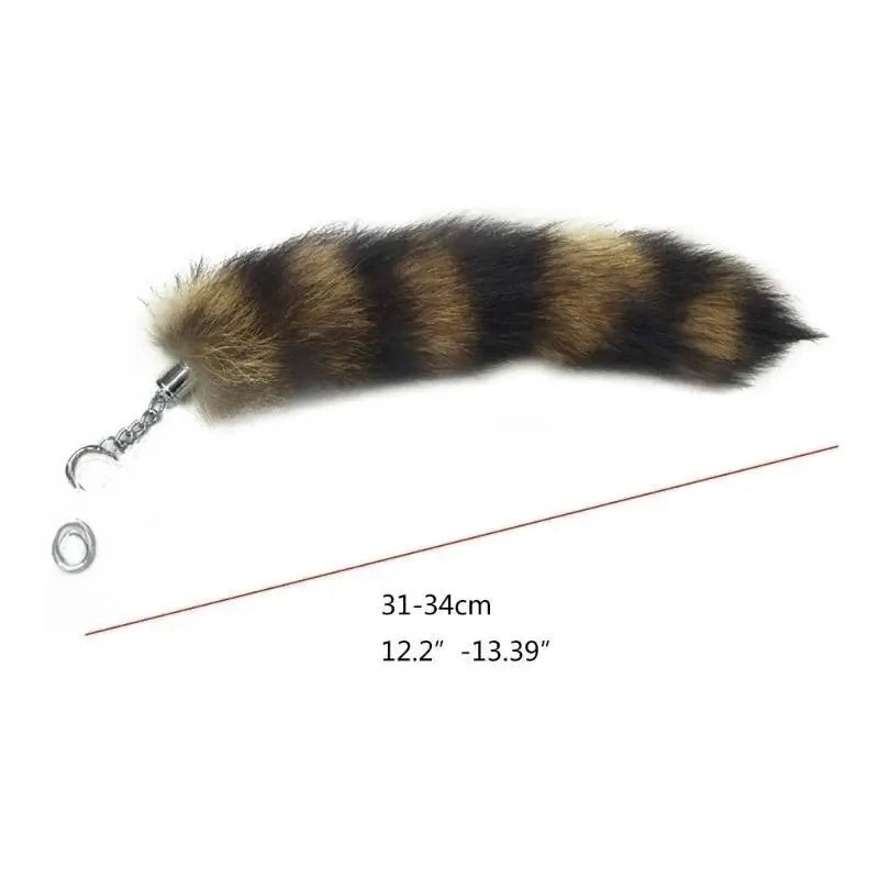 Fluffy Faux Fur Tail Keychain, 25cm Bag Charm for Backpacks and Keys
