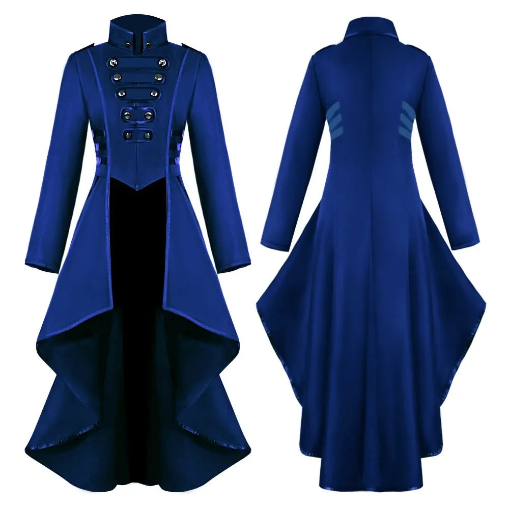 Women's Retro Medieval Steampunk Tailcoat Jacket, Gothic Victorian Coat for Cosplay and Halloween Parties