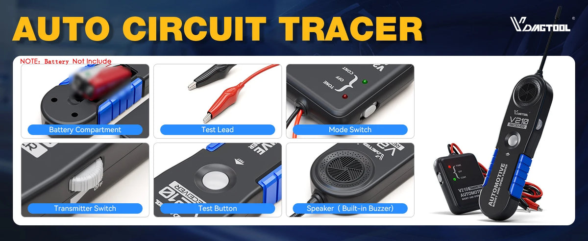 VDIAGTOOL V210 Automotive Circuit Tester 6V-42V Open & Short Finder Checker Car Repair Cable Circuit Wire Tracker Analyzer Tool