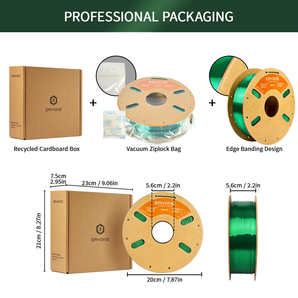 ERYONE 1KG Silk PLA 3D Printer Filament 1.75mm, Premium Silk Shiny Finish Single Color, Glossy Smooth Surface 1kg Spool