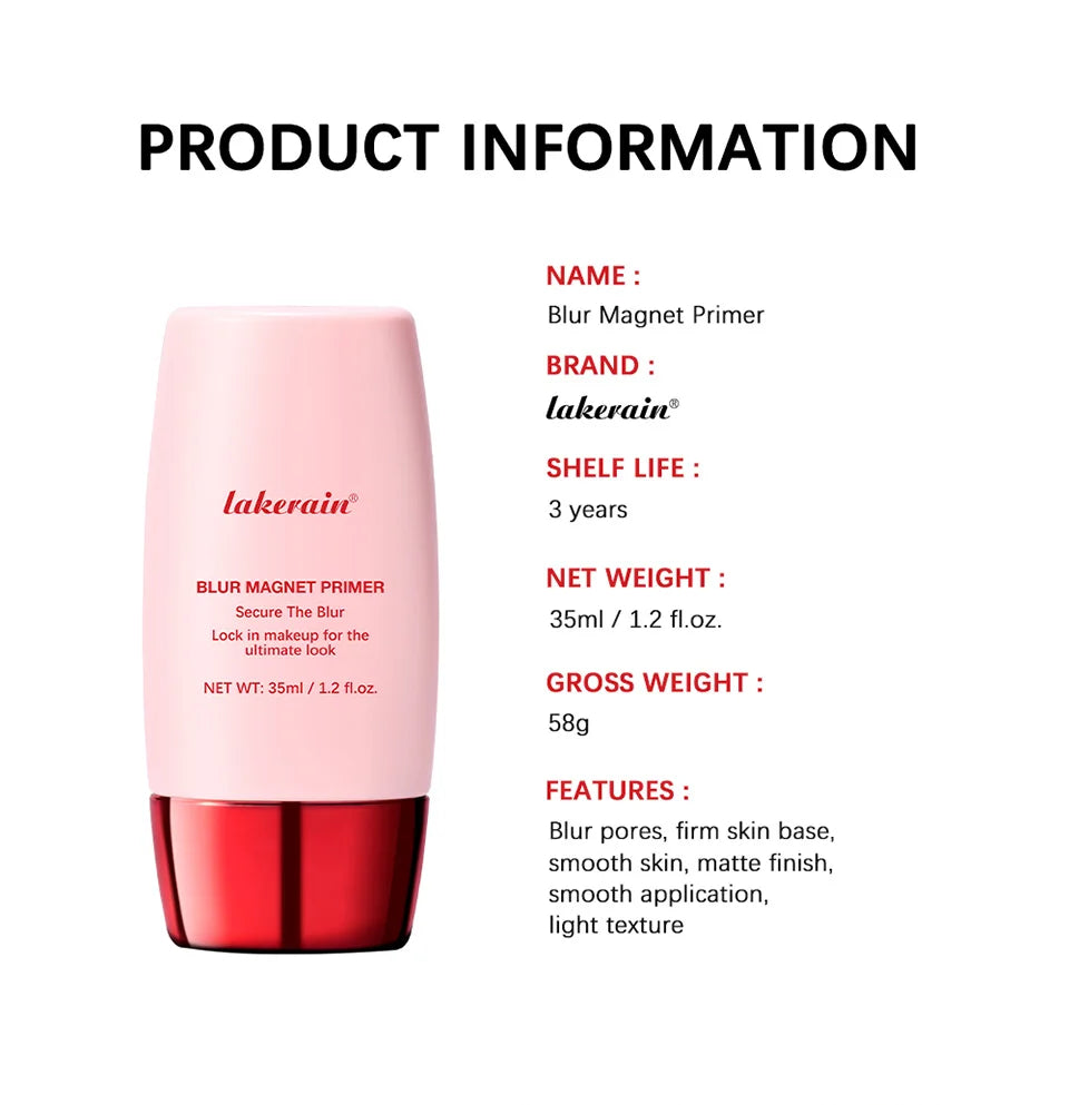 Blur Magnet Pore Blur Primer Matte Finish Oil Control Moisturizing Evens Skin Tone Seamless Long Lasting Makeup Base Flawless Face Primer