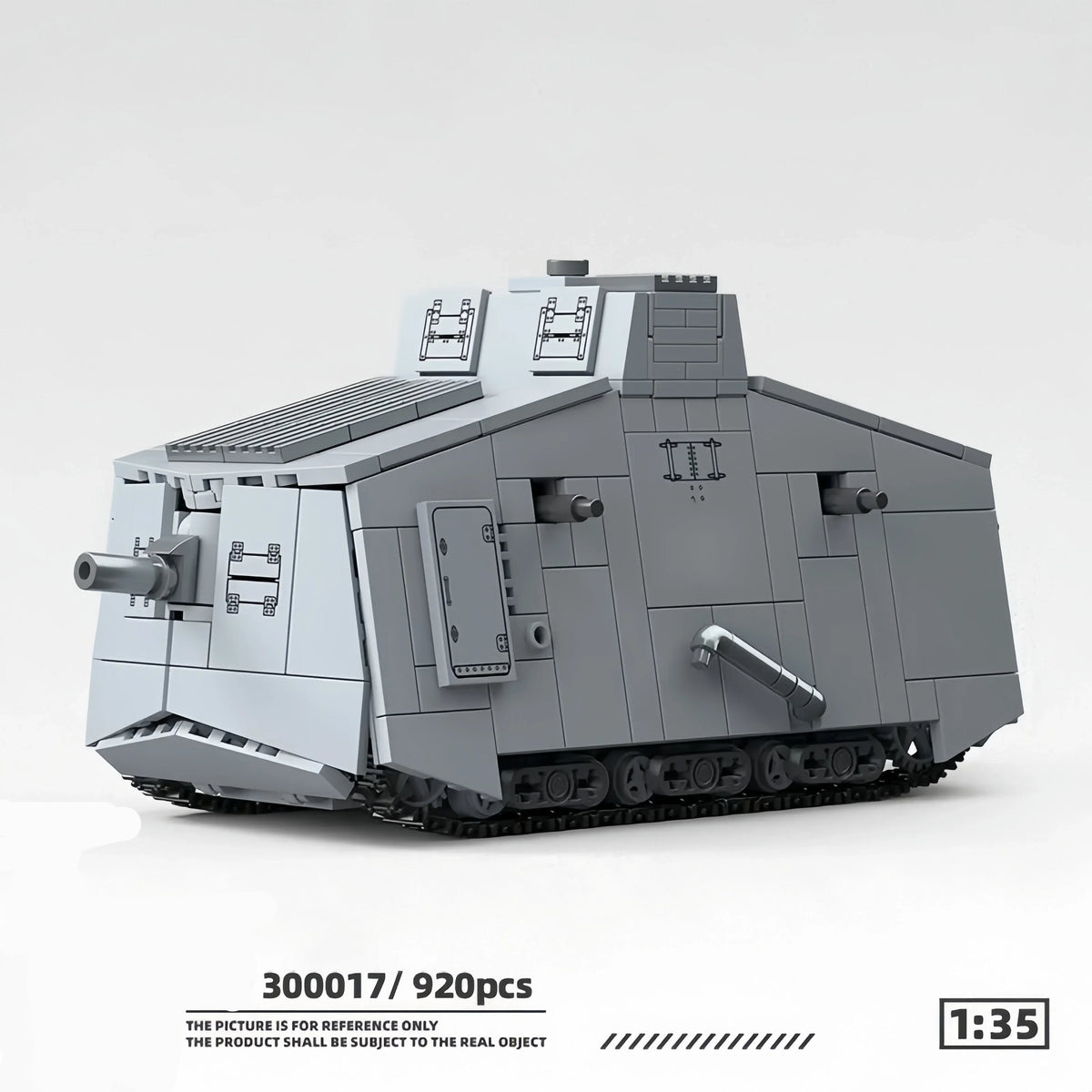 920Pcs WW1 A7V Heavy Tank Building Blocks Military Armored Vehicle Model DIY Assembly Bricks Hobby Collection Decor Gift