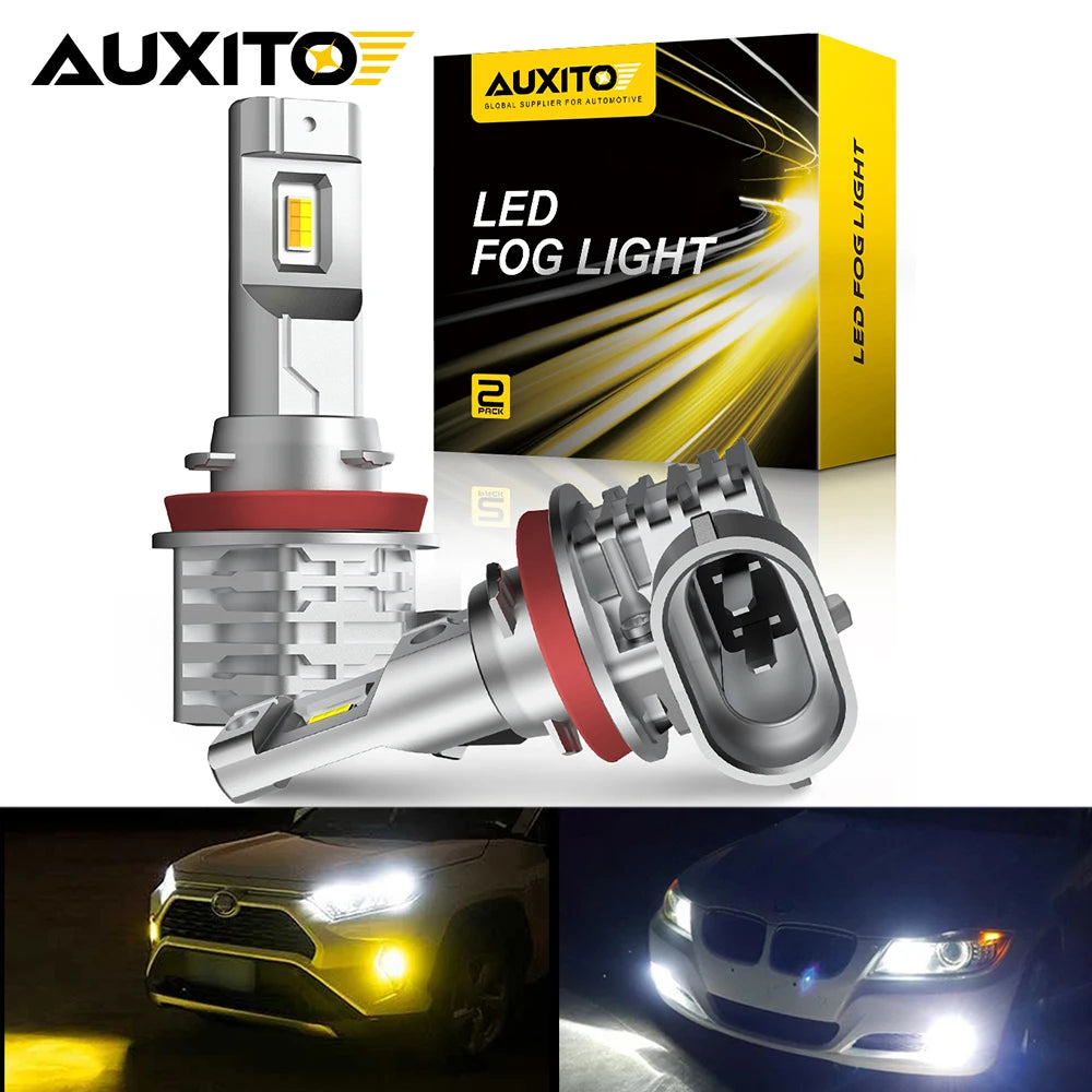 AUXITO 2Pcs Dual Color H8 H11 H9 H16(JP) LED Bulb Fog Lights Switch Switchback White Yellow Auto DRL Driving Lamp 12V Super Bright Car LED Fog Lamp