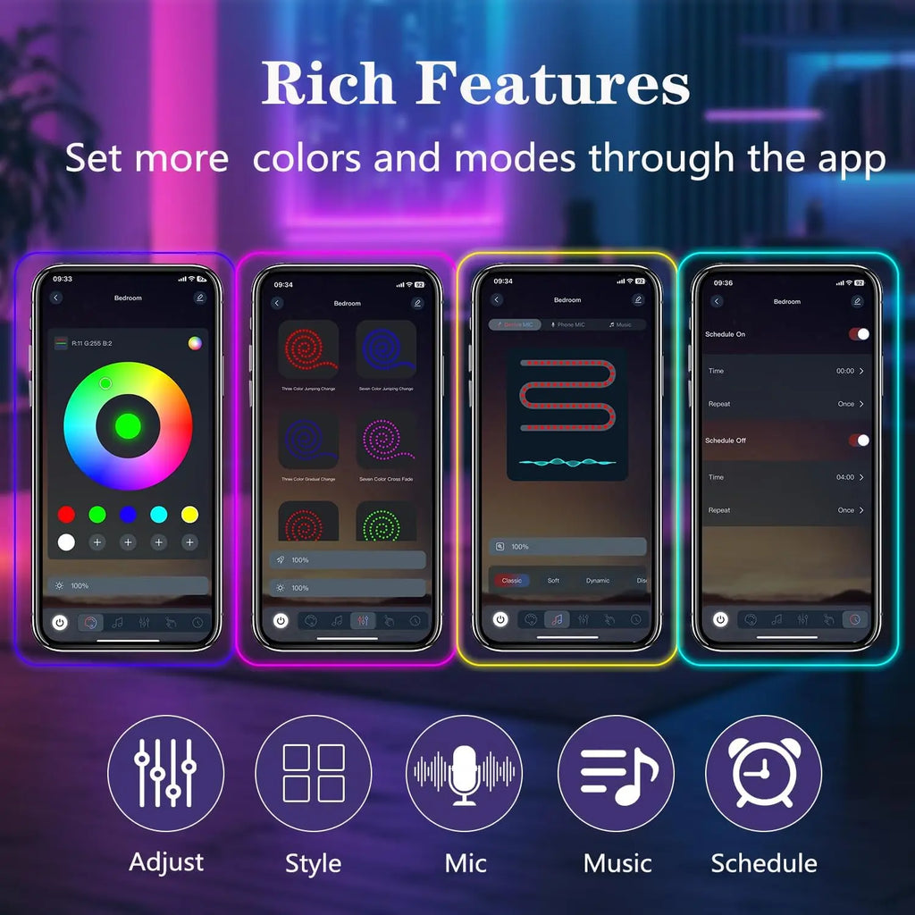 Neon Rope Light, Flexible Led Lights Control with App/Remote, Multiple Modes, Ip65 Outdoor Waterproof, Music Sync Light Strip for Bedroom
