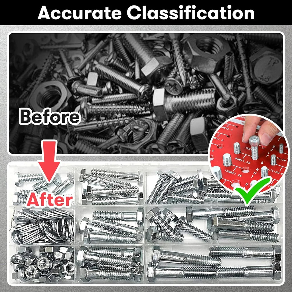 Nut and Bolt Thread Gauge Set for Standard and Metric Threads 19 Standard Sizes 15 Metric Sizes Inch Male and Female Screw Identifier Measurement Gauge Tool for Garage Workshop Home Improvement Hardware Fasteners