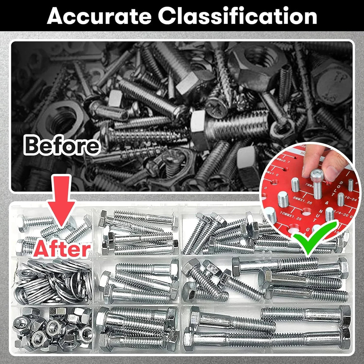 Nut and Bolt Thread Gauge Set for Standard and Metric Threads 19 Standard Sizes 15 Metric Sizes Inch Male and Female Screw Identifier Measurement Gauge Tool for Garage Workshop Home Improvement Hardware Fasteners