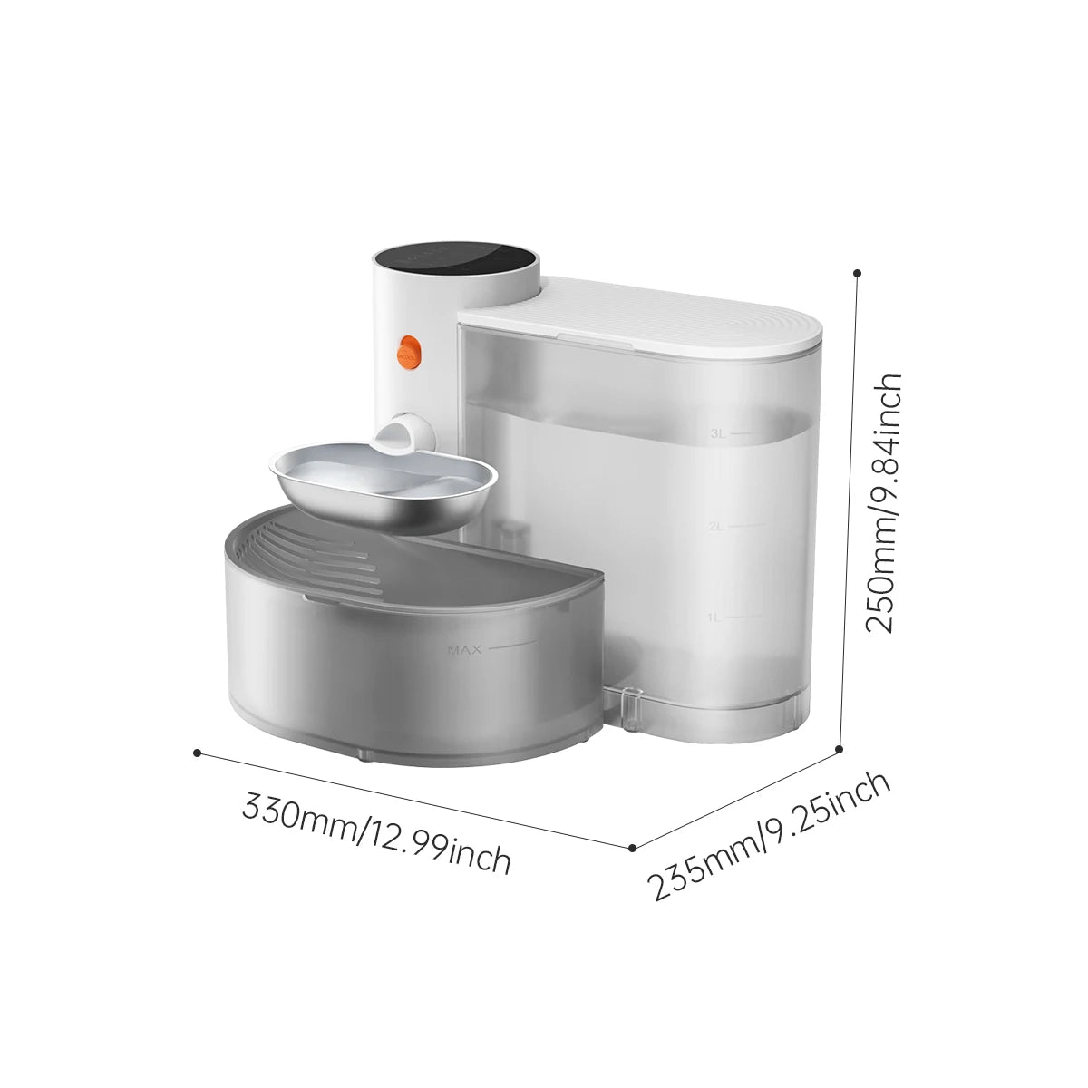 Petgravity Stainless Steel Wireless Pet Water Dispenser with Filtration, Automatic Drinking Bowl for Cats
