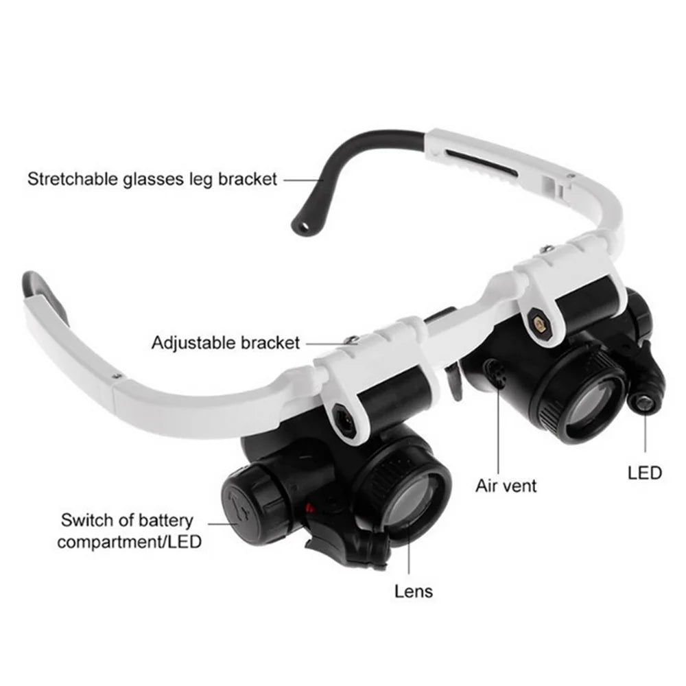 LED Head Magnifier Glasses, 8X–23X
