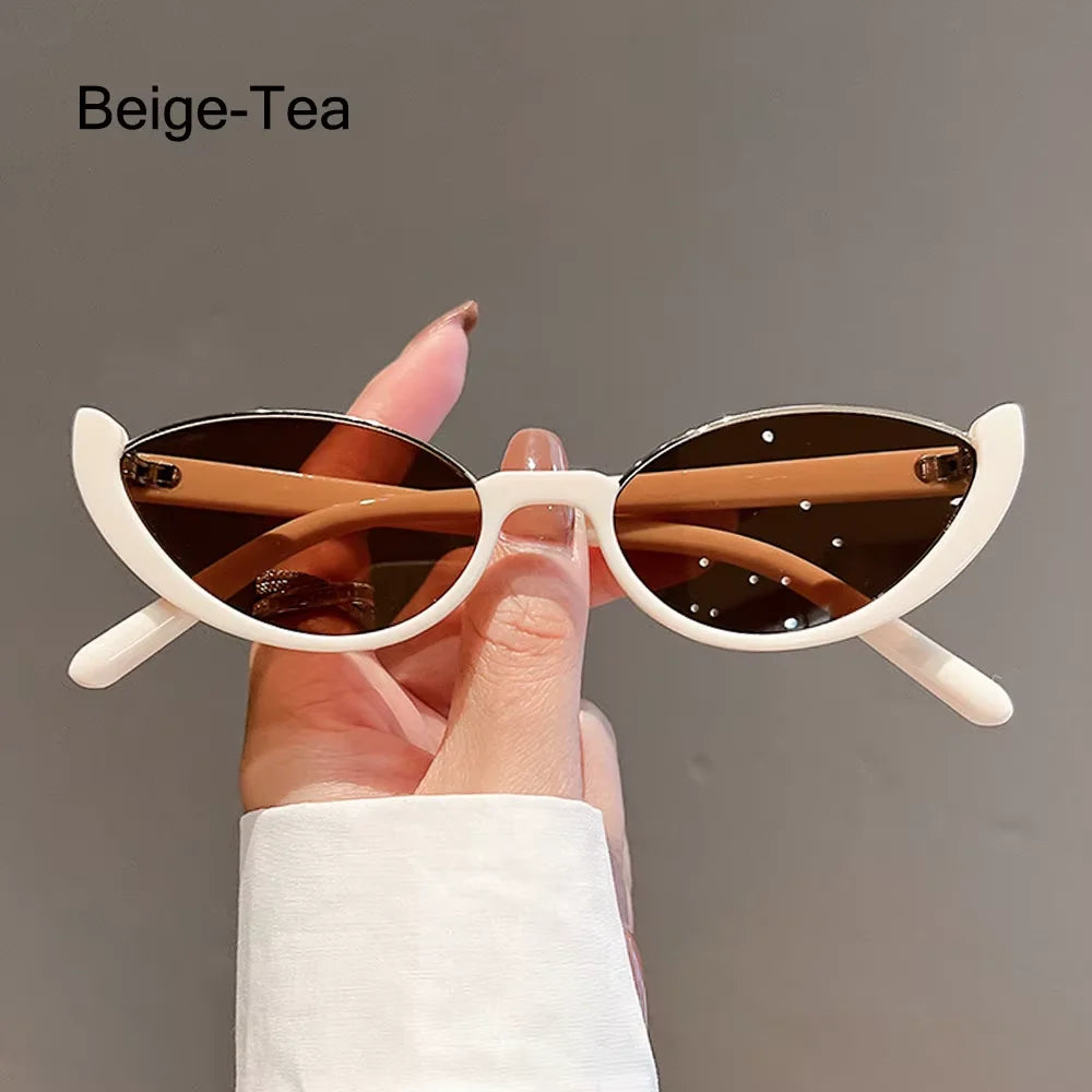 Vintage Small Cat Eye Sunglasses for Women, Trendy Half-Frame Fashion Shades