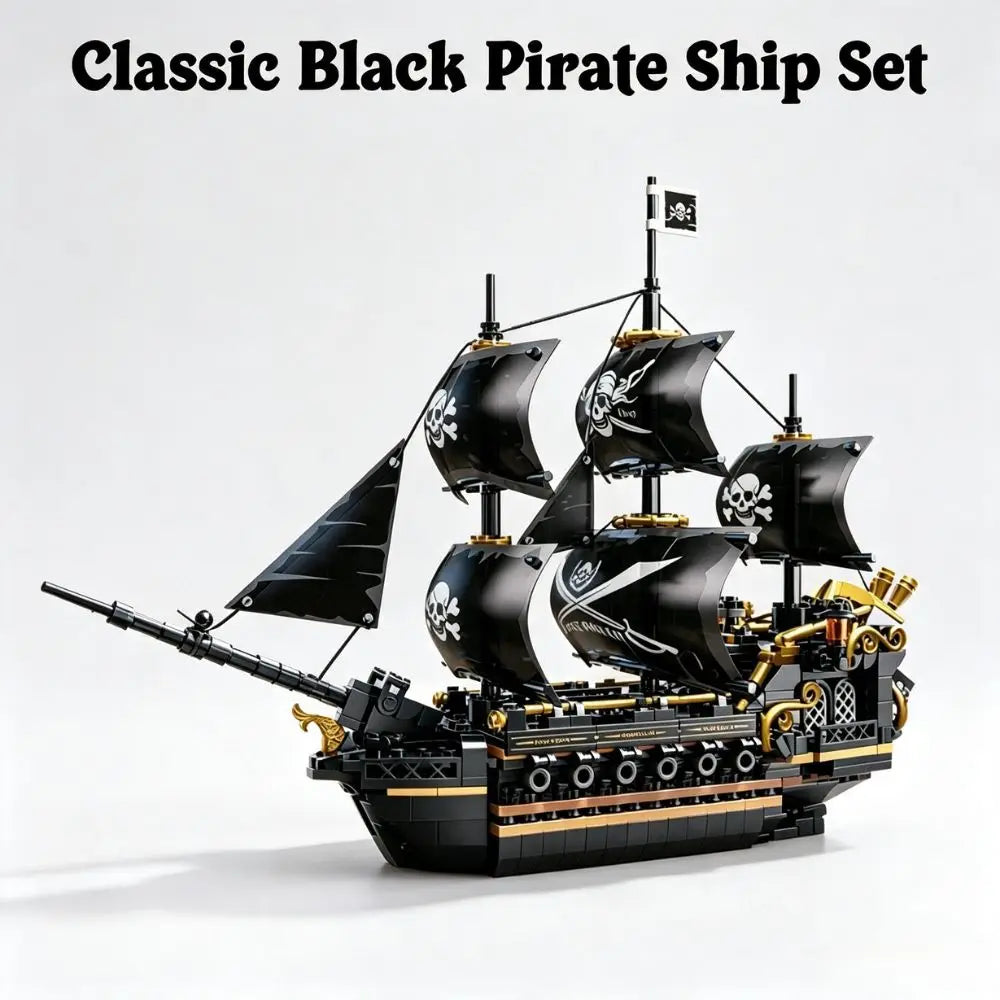 KAVOWORLD 801pcs 1799 Classic Black Sail Pirate Ship Toys Building Blocks Model with Display Stand Large Buccaneer Vessel Boat Brick Kit Corsair Boat Construction Toy Set Collectible DIY Assembly Toy for Desk Decor Christmas