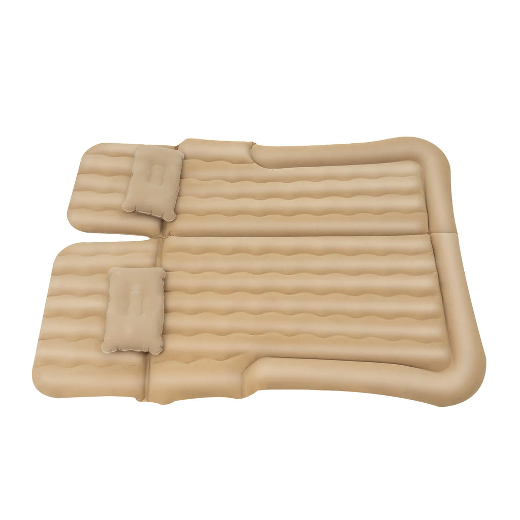 Inflatable Car Back Seat Air Mattress, Foldable Flocked Travel Bed with Pump