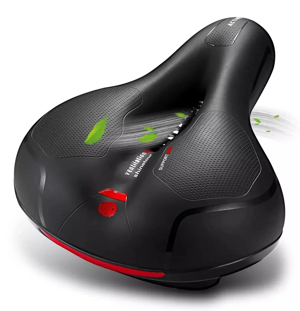 Hollow Breathable Bike Seat Cushion Widened Soft Bicycle Saddle With Taillight for Mountain & Road Cycling