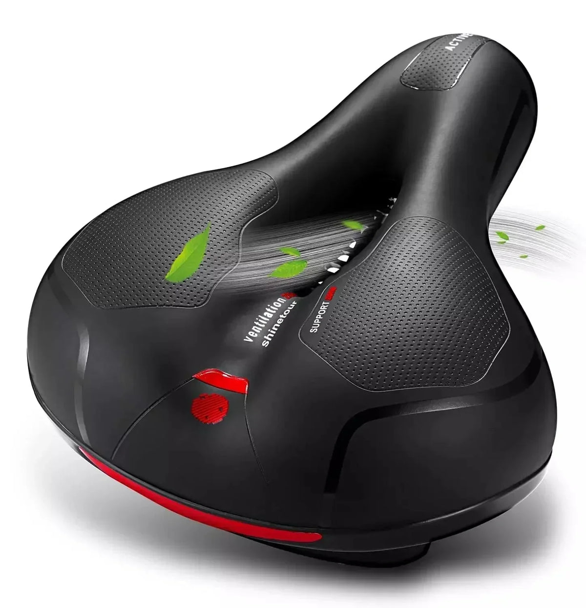 Hollow Breathable Bike Seat Cushion Widened Soft Bicycle Saddle With Taillight for Mountain & Road Cycling