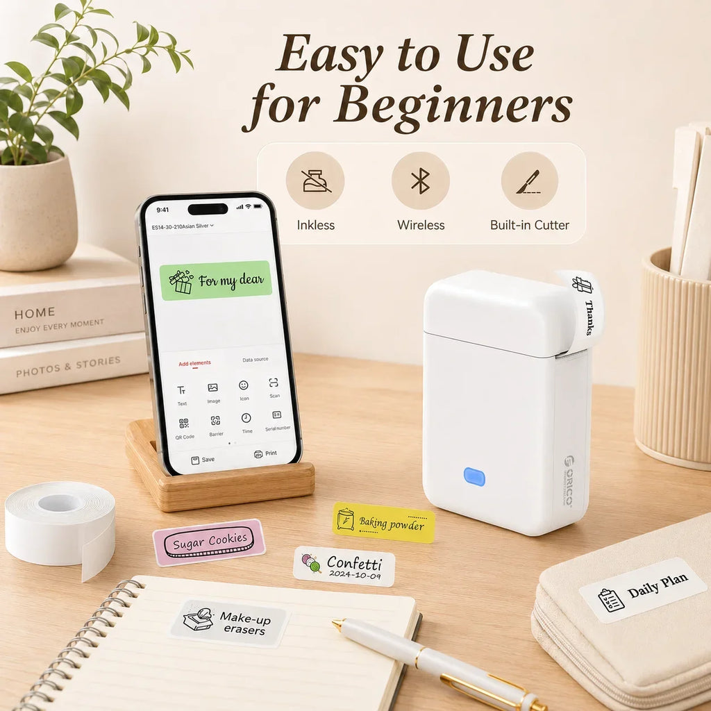 Mini Wireless Thermal Label Printer, Ink-Free