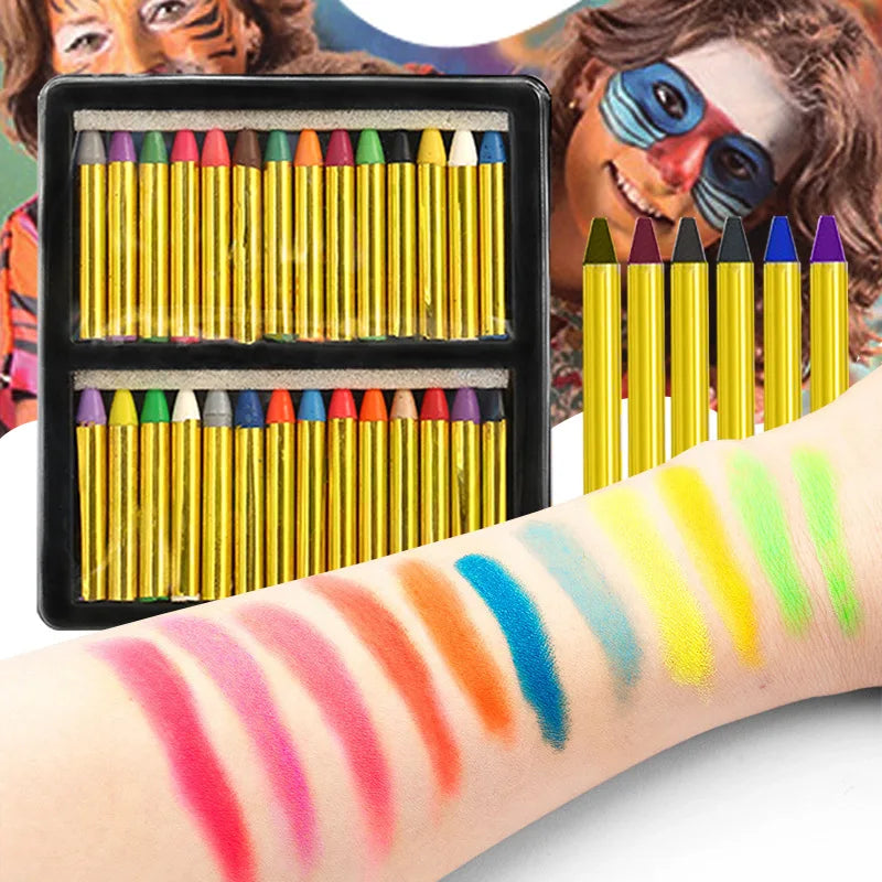 28/36pcs Face Paint Crayons Set Makeup Sticks,Non-Toxic Safe Face&Body Painting Art Crayons kit for Halloween,Cosplay,Mardi Gras